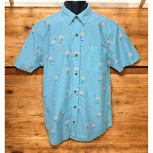 Party Pants Mens Flamingo Print Cabana Shirt Medium